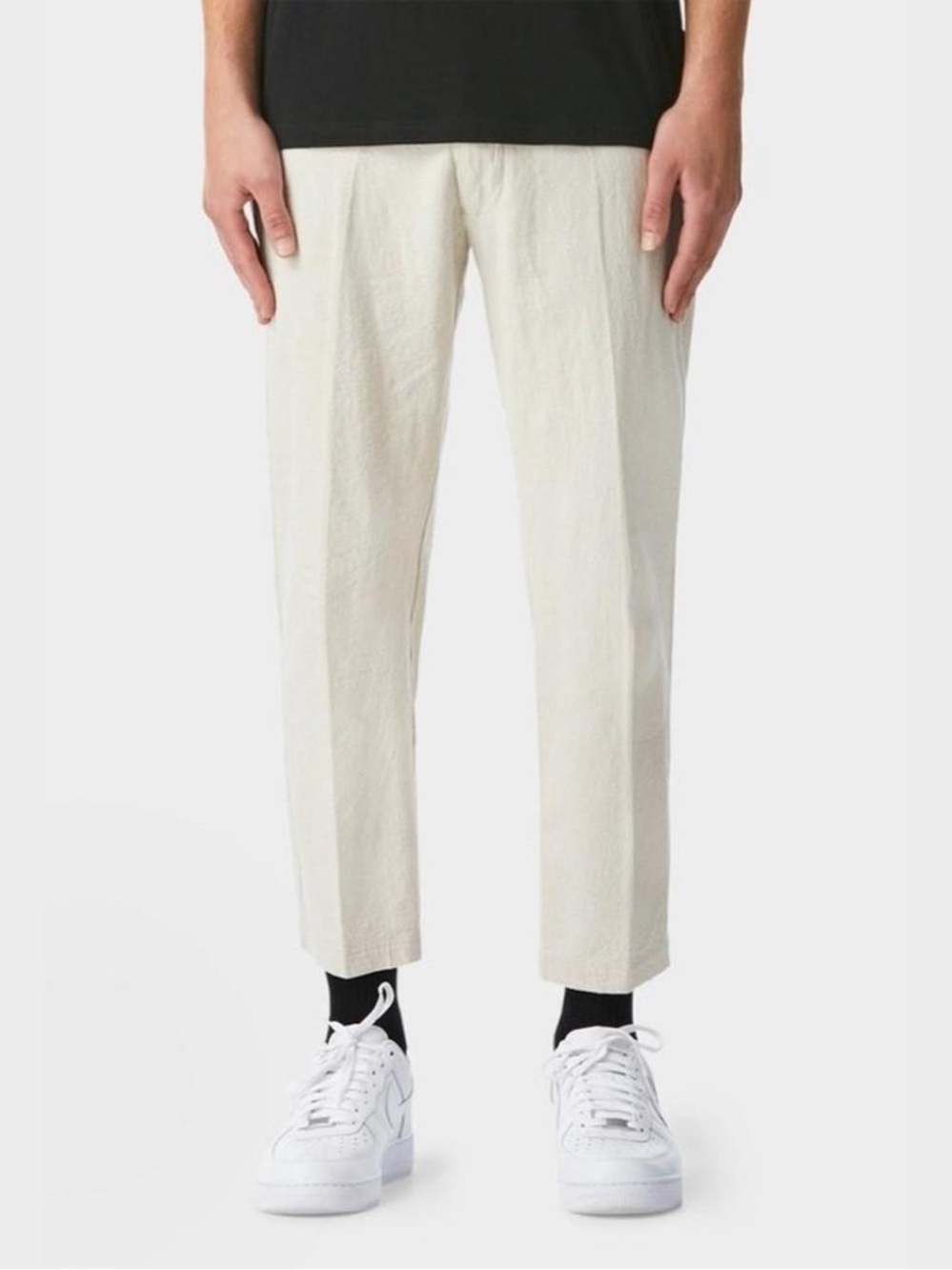 Cropped Straight Chino Pants in Off-White